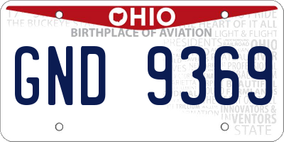 OH license plate GND9369