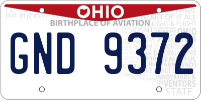 OH license plate GND9372