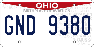 OH license plate GND9380