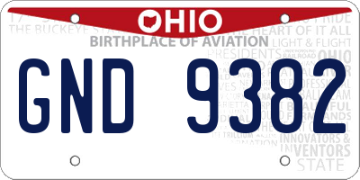OH license plate GND9382