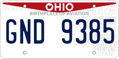 OH license plate GND9385