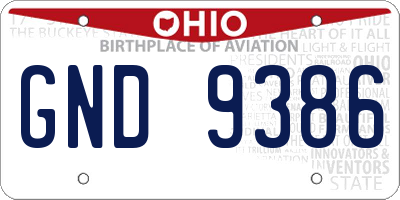 OH license plate GND9386