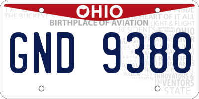 OH license plate GND9388