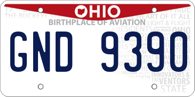 OH license plate GND9390
