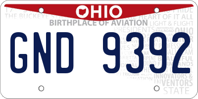 OH license plate GND9392