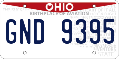 OH license plate GND9395