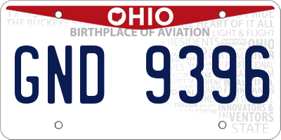 OH license plate GND9396