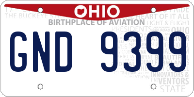 OH license plate GND9399