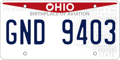 OH license plate GND9403