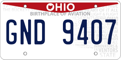 OH license plate GND9407
