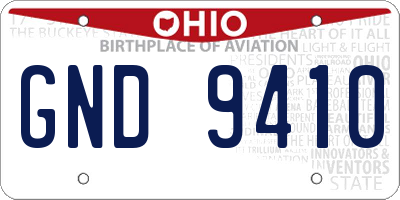 OH license plate GND9410