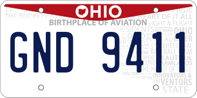OH license plate GND9411