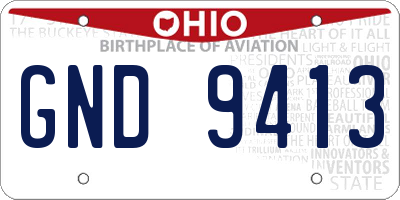 OH license plate GND9413