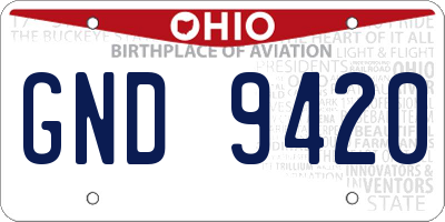 OH license plate GND9420