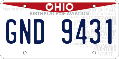 OH license plate GND9431