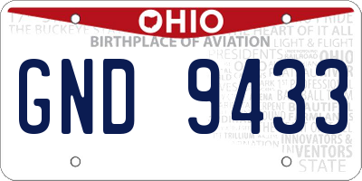 OH license plate GND9433