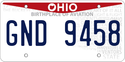 OH license plate GND9458