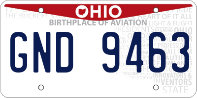 OH license plate GND9463