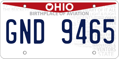 OH license plate GND9465
