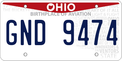 OH license plate GND9474