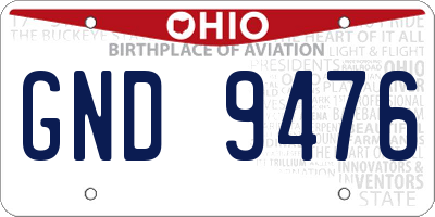OH license plate GND9476