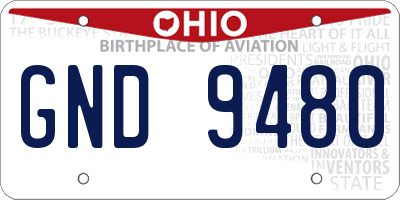 OH license plate GND9480