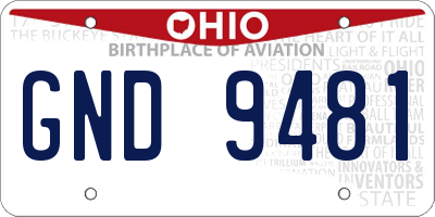 OH license plate GND9481
