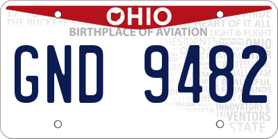 OH license plate GND9482
