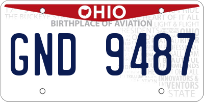 OH license plate GND9487