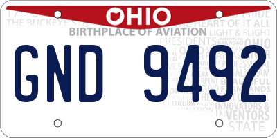 OH license plate GND9492