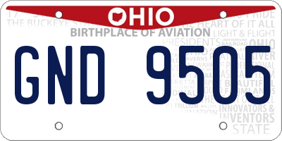 OH license plate GND9505