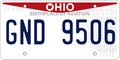 OH license plate GND9506