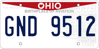 OH license plate GND9512