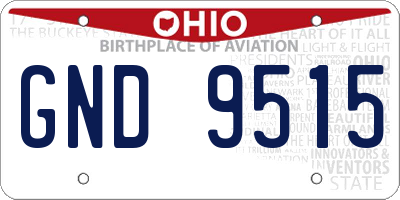 OH license plate GND9515