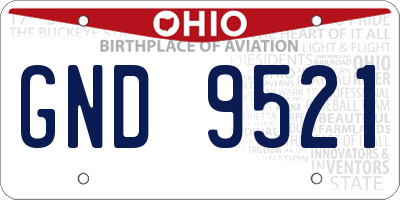 OH license plate GND9521