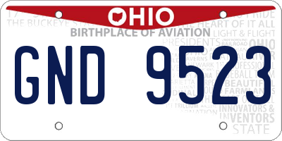 OH license plate GND9523