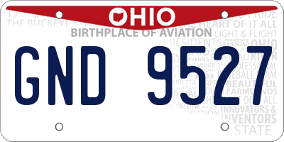 OH license plate GND9527