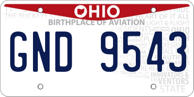 OH license plate GND9543