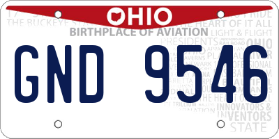 OH license plate GND9546