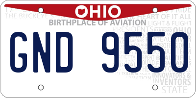 OH license plate GND9550