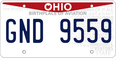 OH license plate GND9559