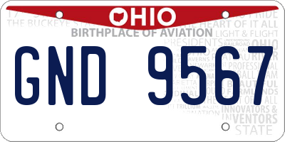 OH license plate GND9567