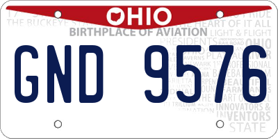OH license plate GND9576