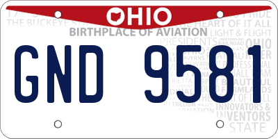 OH license plate GND9581