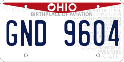 OH license plate GND9604