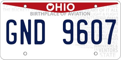 OH license plate GND9607