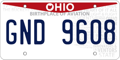 OH license plate GND9608