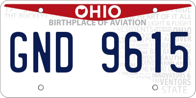 OH license plate GND9615