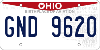 OH license plate GND9620