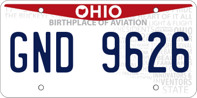 OH license plate GND9626